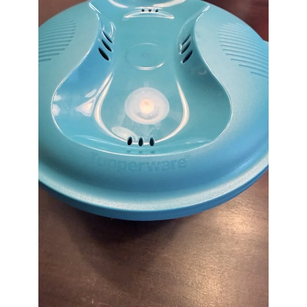 Tupperware 6451 Microwave Rice Maker Steamer Cooker 3 piece Teal  2.2 L
